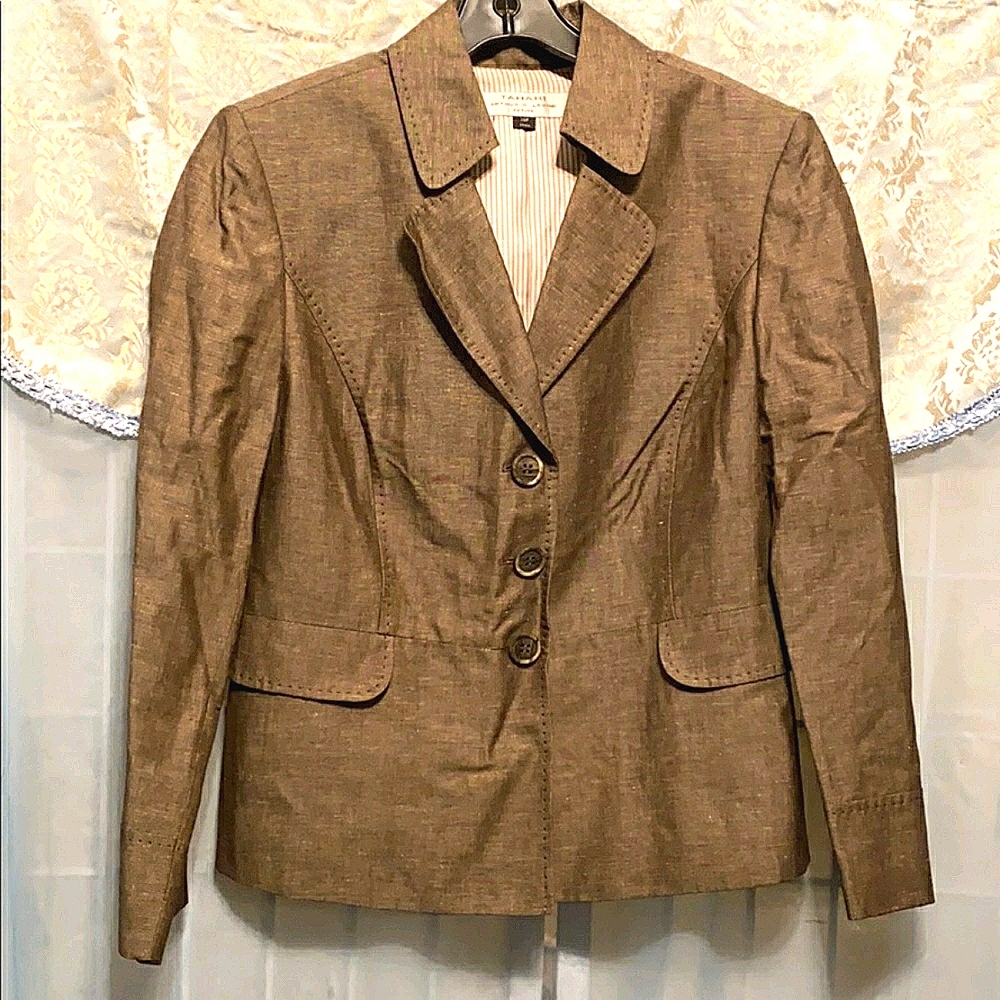 TAHARI ARTHUR S. LEVINE LINEN-BLEND. BLAZER SZ 14P